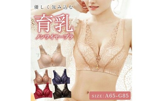 ノンワイヤー育乳ブラ［173N45］育乳 ノンワイヤー ブラ ブラジャー 1枚 選べる カラー ブラック ベージュ カフェラテ ネイビー ワインレッド サイズ シースルー 補正 下着 女性 レディース バスト 補整 おしゃれ 可愛い NOD