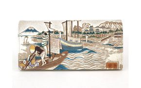 【文庫屋大関】スッキリ大人の財布　束入れ　浮世絵　荒井宿【皮革工芸品】 ファッション小物 手作業 手塗 