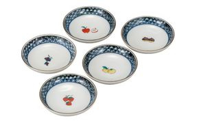 九谷焼　3.2号皿揃　くだもの（5枚セット） a01 食器 キッチン雑貨 キッチンアイテム 雑貨 小物 お皿 丸皿 食卓 テーブルコーディネート 豆皿 