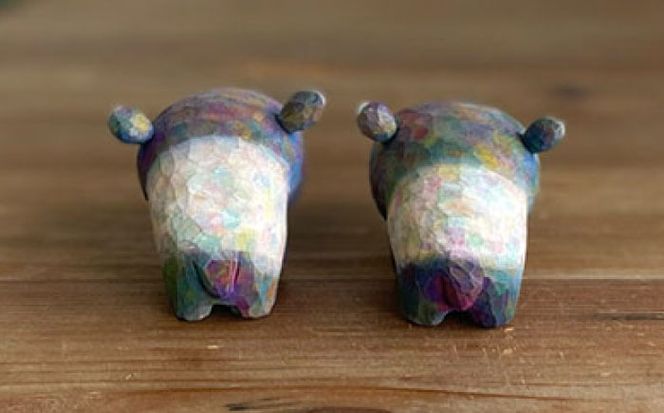 マレーバク 木彫りの置物 1点 オブジェ 動物 糸島市 / しろくも工房【いとしまごころ】[AEO010]