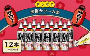 サッポロ 男梅サワー の素 12本（1本500ml） 男梅 サワー 梅味 お酒 原液 家飲み 宅飲み 晩酌 割りもの しょっぱい旨さ 濃厚な味わい 