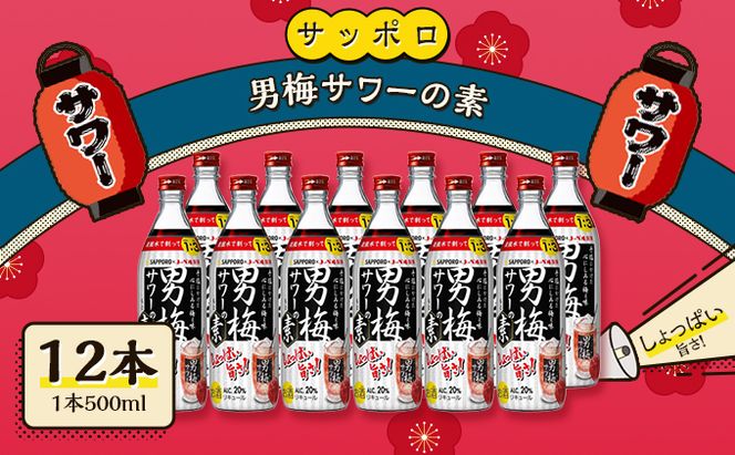 サッポロ 男梅サワー の素 12本（1本500ml） 男梅 サワー 梅味 お酒 原液 家飲み 宅飲み 晩酌 割りもの しょっぱい旨さ 濃厚な味わい 