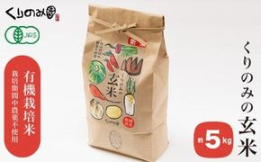 ［有機栽培米］くりのみの玄米 約5kg ［くりのみ園］お米 米 おこめ 5キロ 長野県産 玄米 信州 オーガニック 栽培期間中農薬不使用 ［A-44］