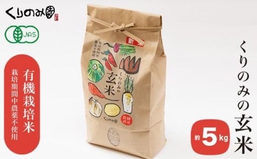 ［有機栽培米］くりのみの玄米 約5kg ［くりのみ園］お米 米 おこめ 5キロ 長野県産 玄米 信州 オーガニック 栽培期間中農薬不使用 ［A-44］