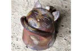明光窯 ネコ の コーヒー カップ (1) 1個（ 備前焼 ） 陶器 猫 ねこ 食器 マグカップ 置物 インテリア 雑貨 日用品 