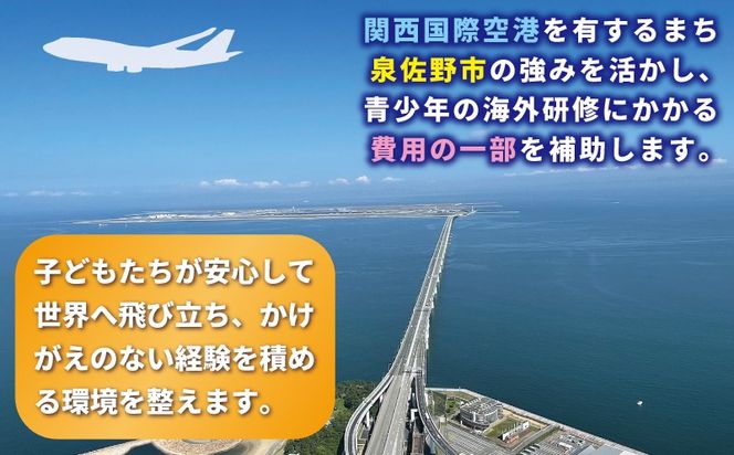 ON0035 【返礼品なし】関空から世界へ飛び立つ！青少年海外研修補助応援寄附（大阪府泉佐野市）