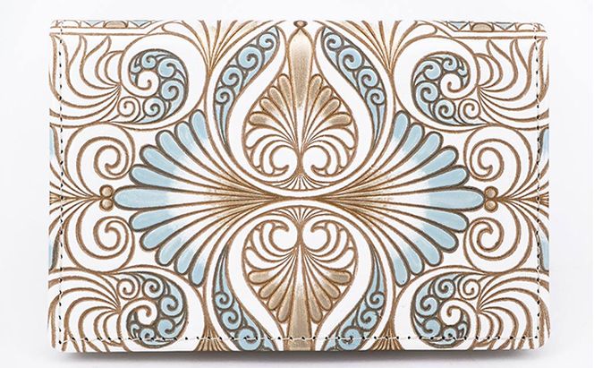 パスケース ロカイユ ブルーグレー 文庫屋大関 名刺入れ カードホルダー 名刺ケース 名刺ホルダー カード入れ 定期入れ 定期ケース 雑貨 生活雑貨 小物 革小物 革製品 本革 日用品 工芸品 東京 東京都 墨田区