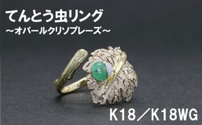 てんとう虫リング  オパールクリソプリーズ（K18／K18WG）【号数：７号～１６号】