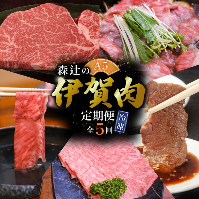 （冷凍）伊賀肉 森辻の【定期便】伊賀牛A5各種 5回お届け【mrtj-tkb0002】
