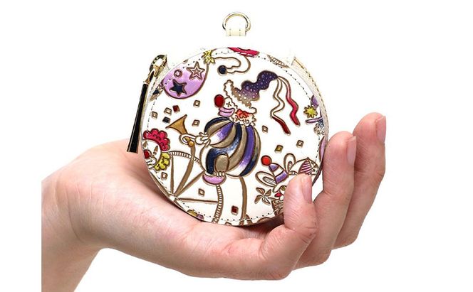 【文庫屋大関】マカロンポーチ ピエロ＜ソワレ＞【皮革工芸品】 ポーチ ミニポーチ 小物入れ アクセサリー入れ イヤホン入れ 収納 保管ケース 手のひらサイズ  本革 革 皮革 工芸品 工芸 雑貨 ギフト プレゼント 日本製 東京