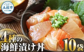 四種の海鮮漬け丼 10袋セット 110ｇ 110グラム　漬け丼 お茶漬け 醤油 真鯛 タイ かんぱち カンパチ キハダマグロ マグロ サーモン おつまみ 惣菜 魚 魚介類【企業組合　宇佐もん工房】 [BQAB061]