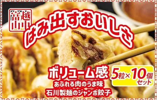 ジャンボ餃子5粒入りタレ付10個セット|惣菜 おかず 石川製麺 ※北海道・沖縄・離島への配送不可