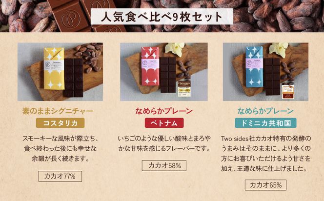 【Premarché Cacaolate Lab】国際コンテスト入賞店の手づくりチョコレート 産地食べ比べ9枚セット｜京都 チョコレート専門店 人気セット［ 手作りチョコ カカオ産地食べ比べ おいしい 人気 おすすめ お菓子 洋菓子 スイーツ お取り寄せ 通販 送料無料 ふるさと納税 ］ 261009_A-UA009
