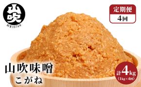 味噌 定期便 固定月 4ヶ月 山吹味噌 こがね 4kg （ 1kg ×年4回分） 信州味噌 みそ ミソ 熟成 信州 信州みそ 調味料 長野県 長野 定期 お楽しみ 4回 