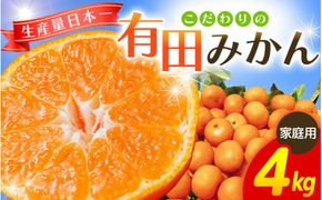 【2027年1月発送予約分】＼光センサー選別／ 【農家直送】【家庭用】こだわりの有田みかん4kg＋150g(傷み補償分)先行予約 有機質肥料100% サイズ混合 【1月発送】みかん ミカン 有田みかん 温州みかん 柑橘 有田 和歌山 ※北海道・沖縄・離島配送不可/みかん ミカン 有田みかん 温州みかん 柑橘 有田 和歌山 産地直送【nuk004-c-4-janH】