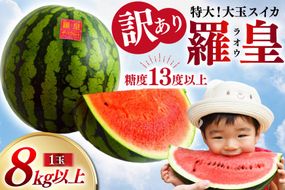 CH055【令和9年度出荷分】訳あり 大玉スイカ～羅皇（ラオウ）～（8kg以上）[訳アリ 先行予約 数量限定 すいか スイカ 西瓜 フルーツ 果物 長崎 長崎県 島原市]