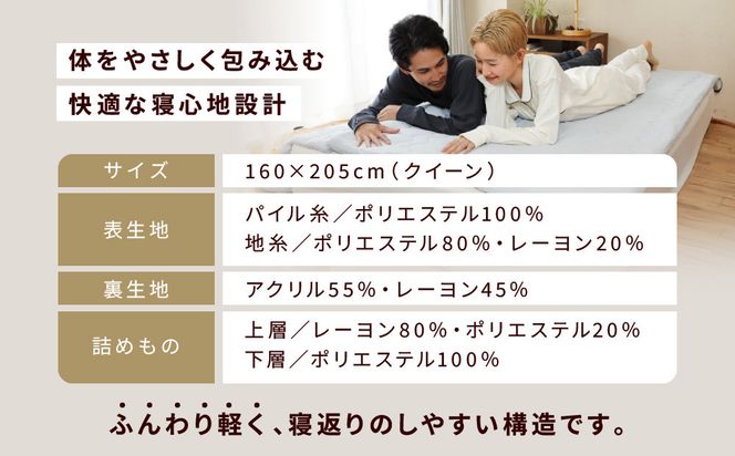【ロマンス小杉】吸湿発熱シープボア あたたか敷きパッド クイーン＜ライトグレー＞｜京都 寝具専門店 人気 あったかい 寝具［ あったか敷きパッド やわらか 暖か 防寒 快眠 睡眠 健康 人気 おすすめ 寝具 通販 送料無料 ふるさと納税 ］ 261009_A-ACA018VC03