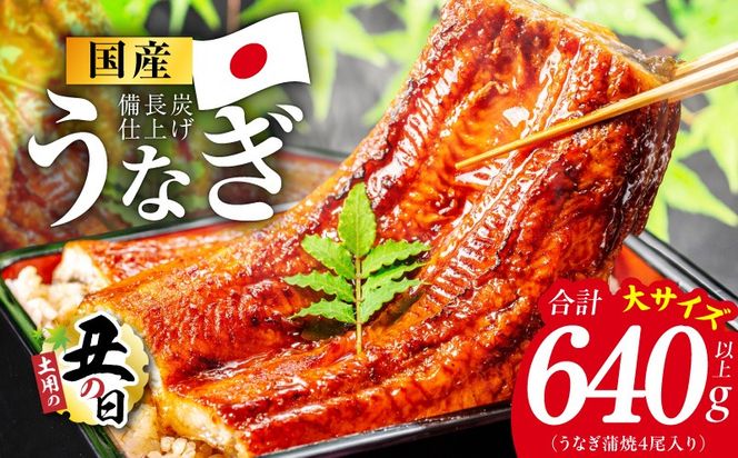 kgp0131d 【土用の丑の日】国産うなぎ蒲焼 640g以上（大サイズ4尾）【レンチン 湯煎対応 簡単調理 鰻 ウナギ 人気総菜 日本産 特別規格】