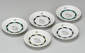 九谷焼 3.5号皿揃/招き猫 a01 工芸品 平皿 取り皿 5枚 結婚 引き出物 金婚式 誕生日プレゼント 還暦祝い 古希 喜寿 米寿 退職 定年 プレゼント お祝い お返し お礼 