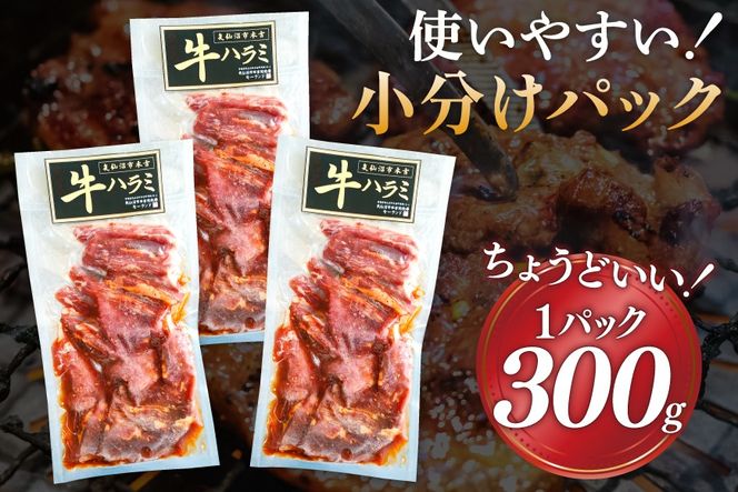 大人気！特製タレ漬 牛ハラミ 計900g (300g×3p) [モ～ランド 宮城県 気仙沼市 20564312] 牛肉 肉 焼肉 ハラミ はらみ サガリ タレ BBQ おすすめ 焼き肉 焼肉セット 焼肉用 小分け 冷凍