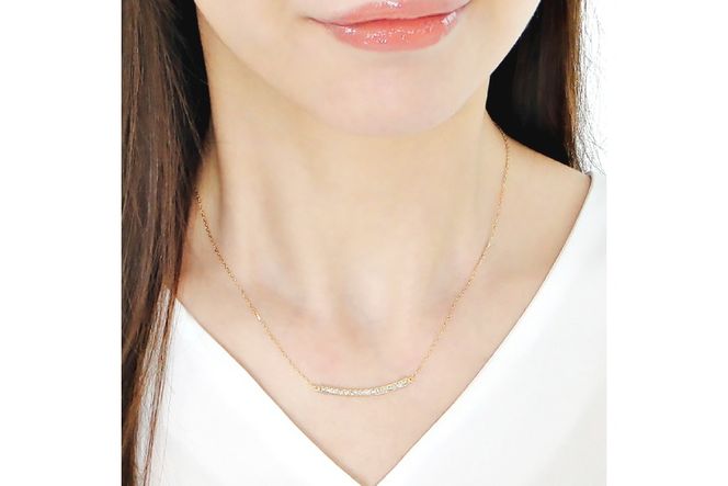 ネックレス レディース K18YG イエローゴールド ダイヤモンド 0.30ct【 f183-k18yg 】 [オーダーメイドジュエリーメイ 山梨県 韮崎市 20745620] ダイヤネックレス 大人ジュエリー シンプル 18金 18k ペンダント 横並び ライン バーネックレス ジュエリー