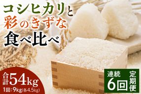[定期便／6ヶ月] 新米 コシヒカリと彩のきずな 食べ比べセット 計54kg (9kg×6回)｜おいしい お米 コメ こめ ご飯 ごはん 白米 アグリパーク お取り寄せ 直送 贈り物 贈答品 ふるさと納税 埼玉 杉戸 [0631]