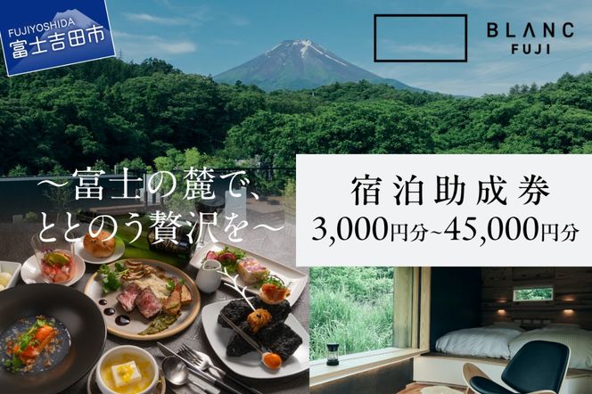 【BLANC FUJI】宿泊助成券 【選べる宿泊助成券 3,000円分～45,000円分】助成券 クーポン 旅行 観光 ヴィラ 山梨 富士吉田