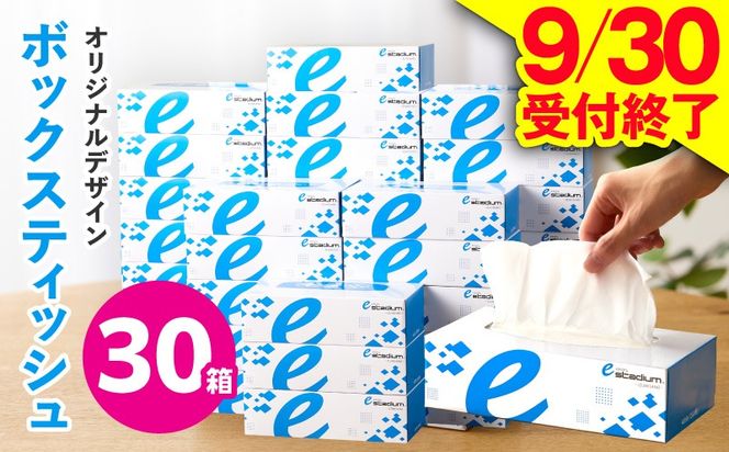 010B1863 【9/30受付終了】ボックスティッシュ 30箱【生活用品 雑貨 日用品 必需品 紙 常備品 まとめ買い 備蓄 防災 ティッシュペーパー てぃっしゅ ティッシュ eスポーツ応援 泉佐野市オリジナル】