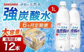 【6ヶ月定期便】サンガリア　伊賀の天然水　強炭酸水　1ケース（1L×12本）【igge-tkb0011】
