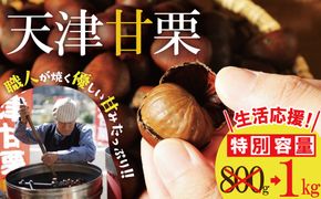【特別容量 800g⇒1kg】 （ 生活応援 ） この道50年の職人が焼く、やさしい甘みたっっっぷり！「天津甘栗」 1kg 焼きたて 栗 くり 栗爪 殻付き お菓子 おつまみ 人気 高リピート 小分け 栗ご飯 栗きんとん 甘露煮 感謝を込めて 碧南市 H045-106