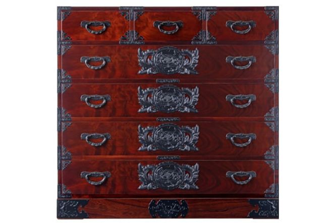 仙台箪笥 三.五尺七ツ抽箪笥 拭き漆塗り (申込書返送後、1ヶ月～6ヶ月程度でお届け)|06_kyk-090301