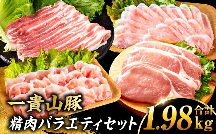 一貴山豚 精肉バラエティセット 計1980g 糸島市 / いきさん牧場 豚肉 冷凍[AGB065] 豚肉 豚 ブランド豚 一貴山豚 ポーク