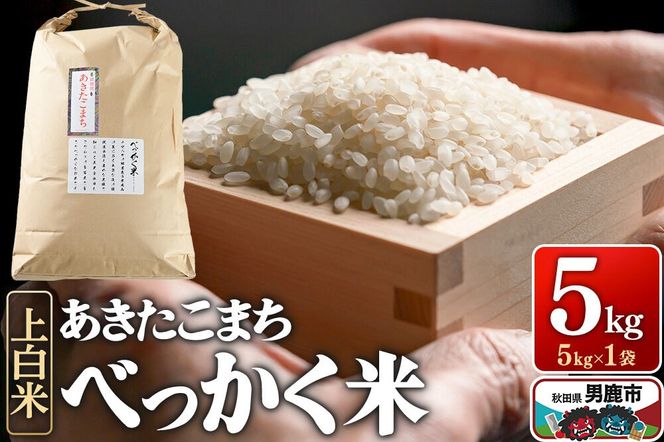 あきたこまち べっかく米 （上白米） 5kg 《令和7年産》 男鹿ファーム直売所 秋田県 男鹿市 [米 お米 上白米 白米 精米 あきたこまち ブランド米 べっかく米 米どころ 贈答用 ギフト 秋田県 男鹿市]|23_ofc-010501