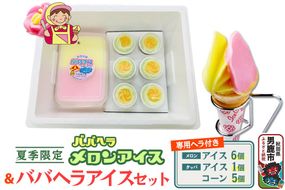 ババヘラ・メロンバラ盛りカップ＆タッパアイスセット【進藤冷菓】 ご当地アイス [ババヘラ メロン アイス バラ盛りカップ タッパアイス コーン]|23_sdr-040101