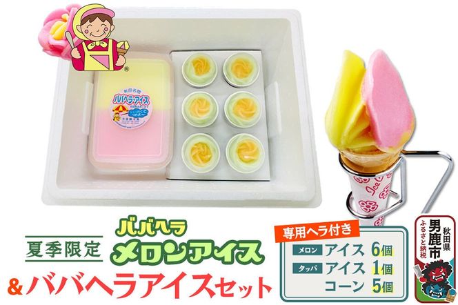 ババヘラ・メロンバラ盛りカップ＆タッパアイスセット【進藤冷菓】 ご当地アイス [ババヘラ メロン アイス バラ盛りカップ タッパアイス コーン]|23_sdr-040101