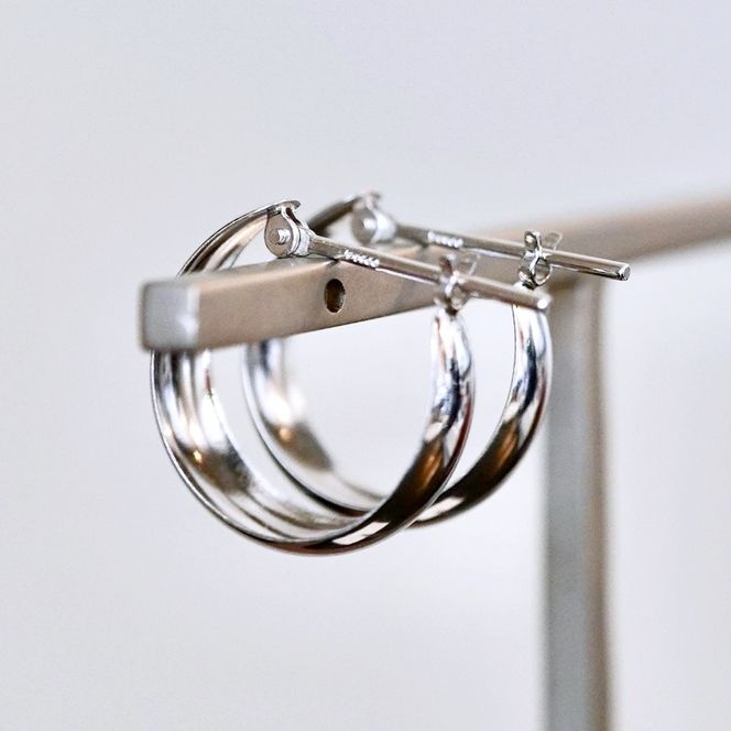 Pt900 プラチナ 地金 フープ ピアス (直径15mm) 保証書付 KO-0058 SWAD084-15mm