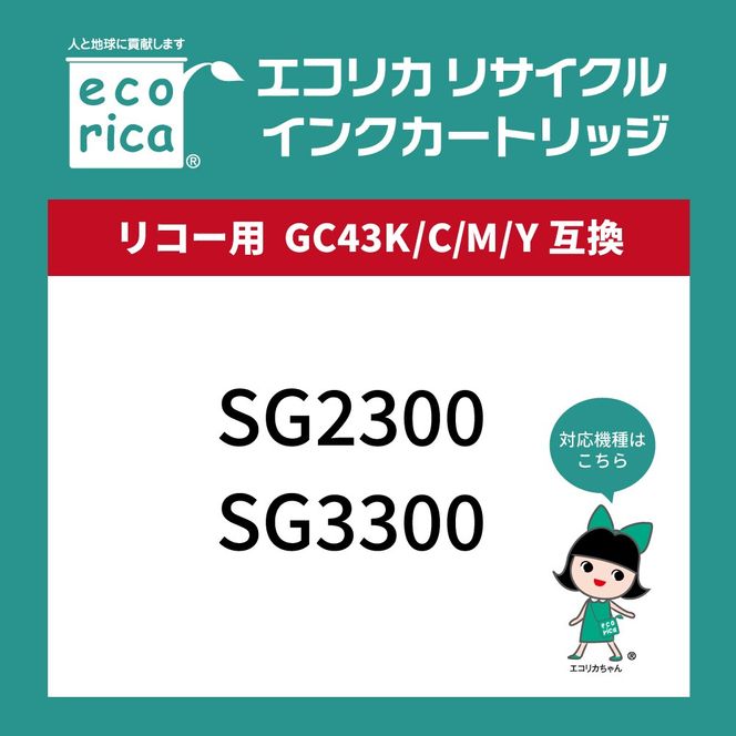 エコリカ【リコー用】 GC43K 互換リサイクルインク（型番：ECI-RC43B）　リコー リサイクル インク 互換インク カートリッジ インクカートリッジ カラー オフィス用品 プリンター インク 山梨県 富士川町