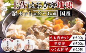 鶏肉 土佐はちきん地鶏 鍋セット 約2～3人前 国産 - 肉 精肉 鶏肉 もも肉 手羽元 つくね 団子 鍋 お鍋 2人前 3人前 食品 食べ物 あぐりーど 高知県 香南市 冷凍 ad-0001