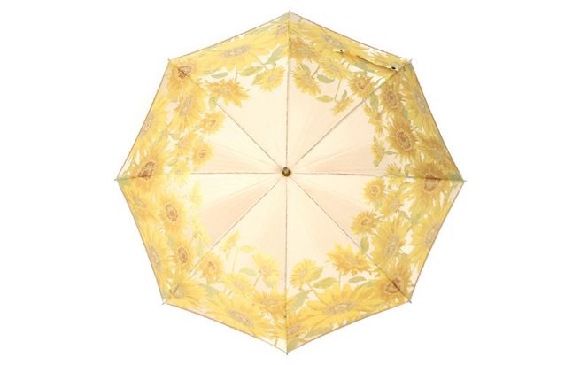 CB026　【槙田商店】晴雨兼用長傘　絵おり　向日葵　ベージュ