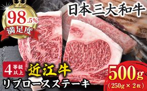 【4等級以上】厳選 近江牛 リブロースステーキ 【500ｇ（250g × 2枚）】【BS04W】