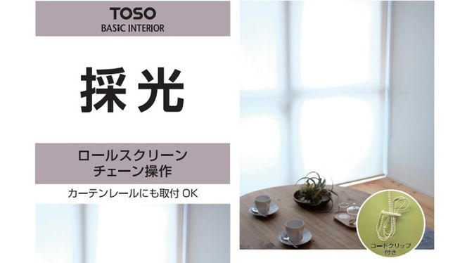 TOSO ロールスクリーン ボールチェーン式 採光生地 60cm×180cm（グリーン）ブラインド シンプルインテリア 採光 間仕切 カーテンレール取付 [BD162-NT]