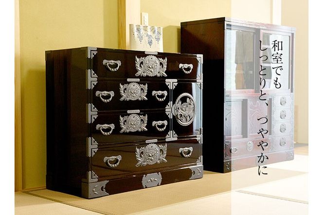 仙台箪笥 用箪笥 木地呂漆塗り (申込書返送後、3ヶ月～8ヶ月程度でお届け) [仙台箪笥 タンス たんす 小型 高級 工芸品 伝統]|06_kyk-430101