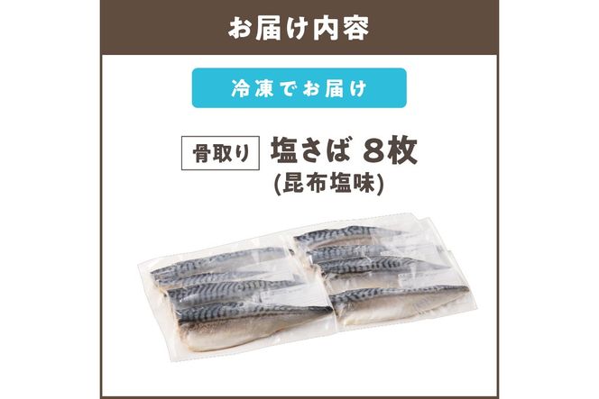 【B4-066】【骨取り】さば使用 塩さば(昆布塩味) 8枚入
