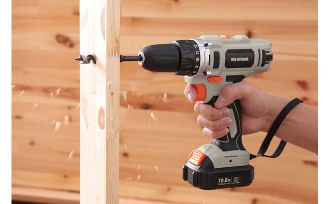 充電式ドライバドリル10.8V JCD28TC サンドベージュ 電動ドライバー 電動ドリル 電動 ドライバ ドリル Type-C充電 バッテリー 小型 充電式 10.8V アイリスオーヤマ 穴あけ 軽量 ドリルドライバー トルク調整 ビットセット 家具 組立 電動工具 DIY