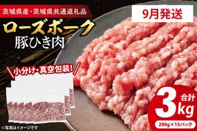 【発送時期が選べる・小分け・真空パック】 国産豚肉 豚ひき肉 200g×15p (3kg) ( 茨城県共通返礼品・茨城県産 ) ブランド豚 ローズポーク 茨城 国産 豚 豚肉 豚挽肉 豚挽き肉 挽肉 ひき肉 豚ミンチ ミンチ ハンバーグ 冷凍 発送時期が選べる 小分け 真空パック