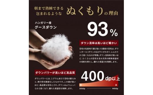 羽毛肌掛けふとん（セミダブル）ハンガリー産グース93％【創業100年】  羽毛布団 掛け布団 セミダブル 寝具 肌掛け 山梨 富士吉田