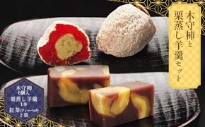 【ふるさと納税限定】木守柿6個・栗蒸し羊羹セット F4N-1005