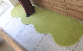 diw0344 北欧風キッチンマット ラグマットタイプ 65×255cm ピーナッツ型 ピスタチオ 抗菌防臭 SEK 織人しきもの屋工房