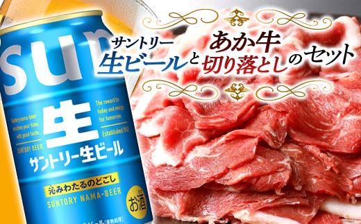 FKK19-16B_サントリー 生ビール トリプル生とあか牛切り落としセット 熊本県 嘉島町 ビール サン生