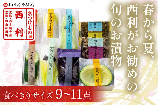 春から夏、西利がお勧めの旬のお漬物　9～11点セット　 加工品 漬物 漬け物 つけもの 京漬物 セット 京都 あっさり漬け 伝統 まろやか 無添加 旬の野菜 減塩 浅漬け 小分け お中元 のし対応　NS00049
